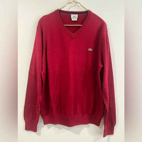 Lacoste  MEN'S COTTON V-NECK SWEATER - Picture 1 of 6